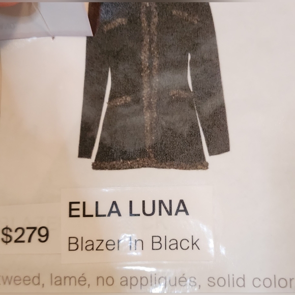 NWT Designer Ella Luna blazer with Gold toned trim. MSRP $279 - Picture 2 of 6